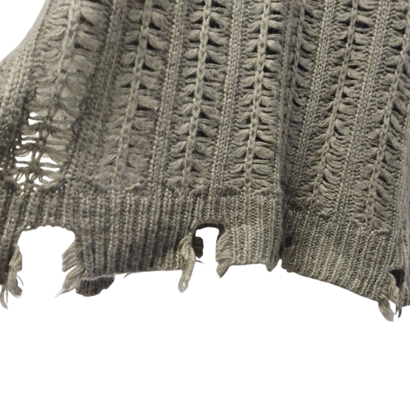 Kye Mi Women's Olive Green Distressed Knit Tunic Sweater Size Large - Picture 11 of 13